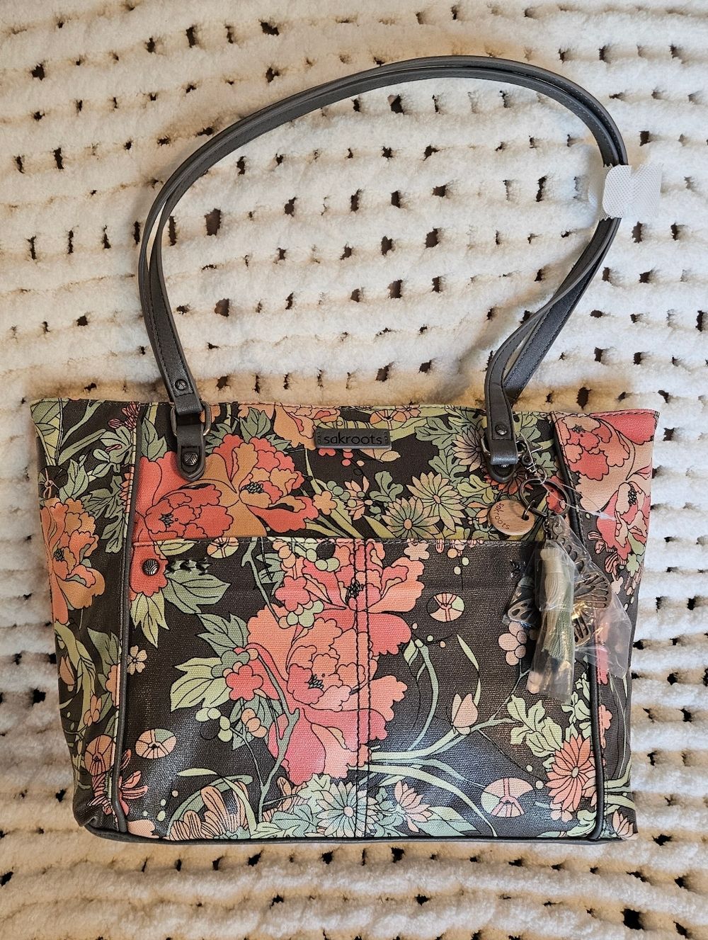 NWT Sakroots Artist Circle Floral Metro Tote Shoulder Bag Boho Fairy Whimsical